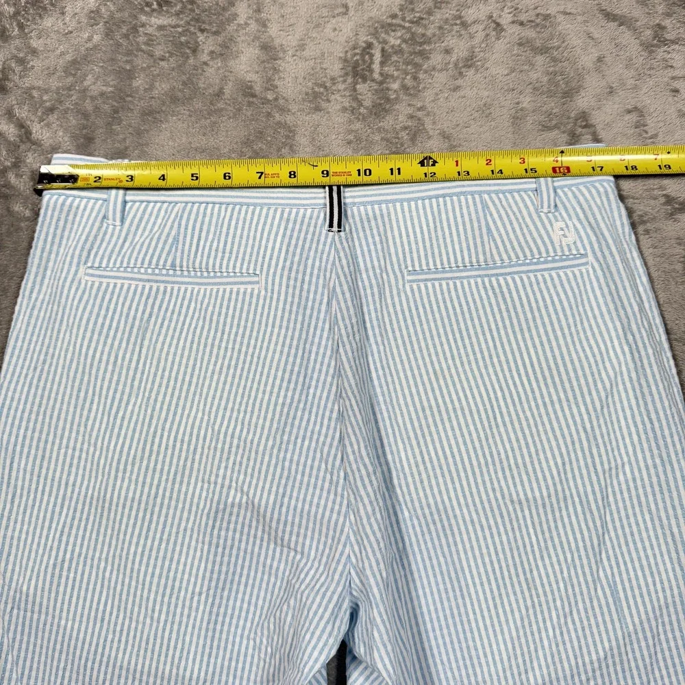 FootJoy Shorts Mens 34 Blue White Seersucker Stretch‎ Golf Summer Stripe Wicking